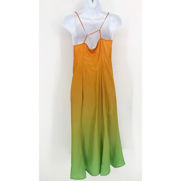 SAMSOE SAMSOE Women's Annah Midi Slip Dress XS Orange Green Ombre Dip Dyed - Picture 11 of 16